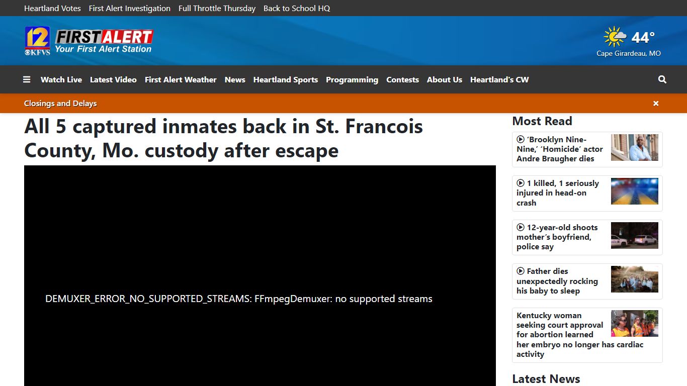 All 5 captured inmates back in St. Francois County, Mo ... - KFVS12